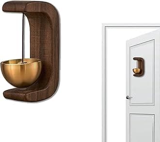 - Wooden Door Bell for Home Office Shop Café Entrance | Vintage Brass Chime with Magnetic Self-Adhesive Hanging | Traditional Door Sound Bell | 1 Pc Multicolour Décor Accent
