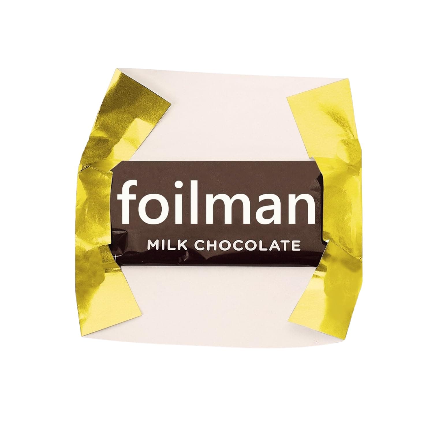 Foilman Foil Wrapper - Pack of 100 Candy Bar Wrappers with Thick Paper Backing - Folds and Wraps Well - Best for Wrapping 1.55Oz Hershey/Candies/Chocolate Bars/Gifts - Size 6" X 7.5" (Gold)