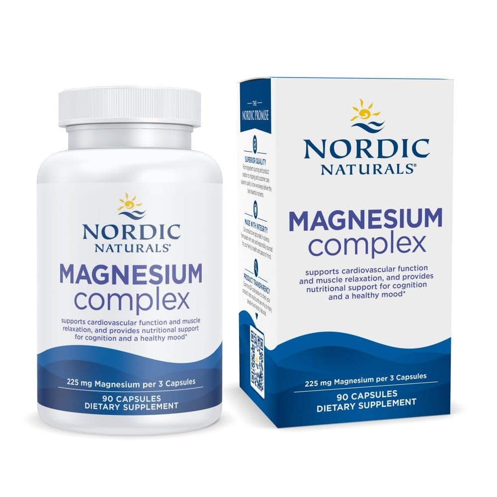 Magnesium Complex - 90 Capsules - 225 mg Magnesium, 1.9 mg Iron - Brain & Heart Health, Mood, Energy, & Muscle Relaxation - Non-GMO, Vegan - 30 Servings