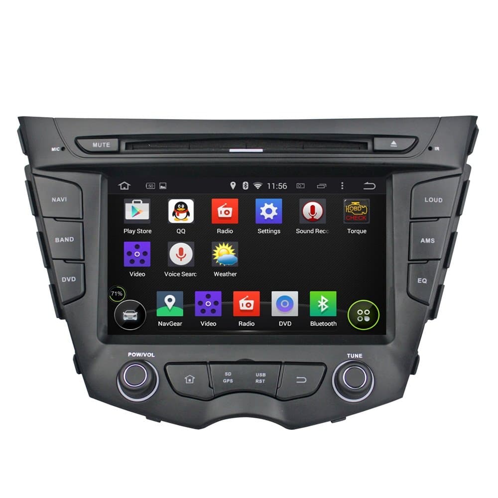 7 Inch GPS Navigation for HYUNDAI VELOSTER Android 5.1 Quad-Core Car Multi Media+Bluetooth SD/USB Built-in WIFI+AUX In+Free Backup Rear View Camera+Free US Map by Indiny