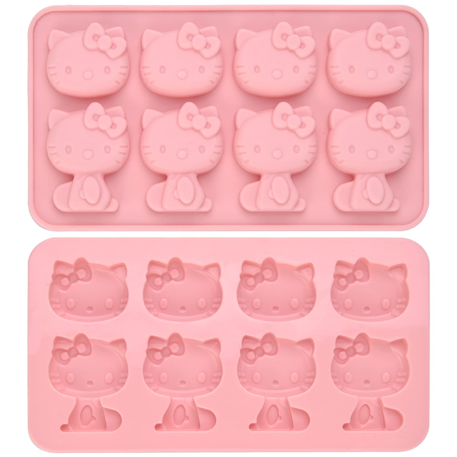 Hello Kitty Silicone molds,Small ice mold,Chocolate tray for Sugarcraft, Birthday Cake Decoration, Gum paste Icing, Candy Chocolate Cupcake Topper Decorating and DIY Baking Tools 8 Cups 2 pack