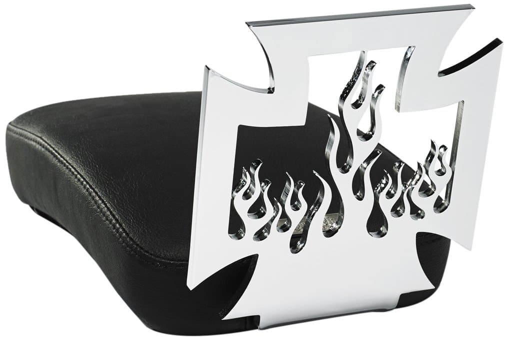 Resurrection Chopper Gear RCGMIF10PP Small Low-Back 'Maltese with Inner Flames Design' Backrest with Pillion Pad