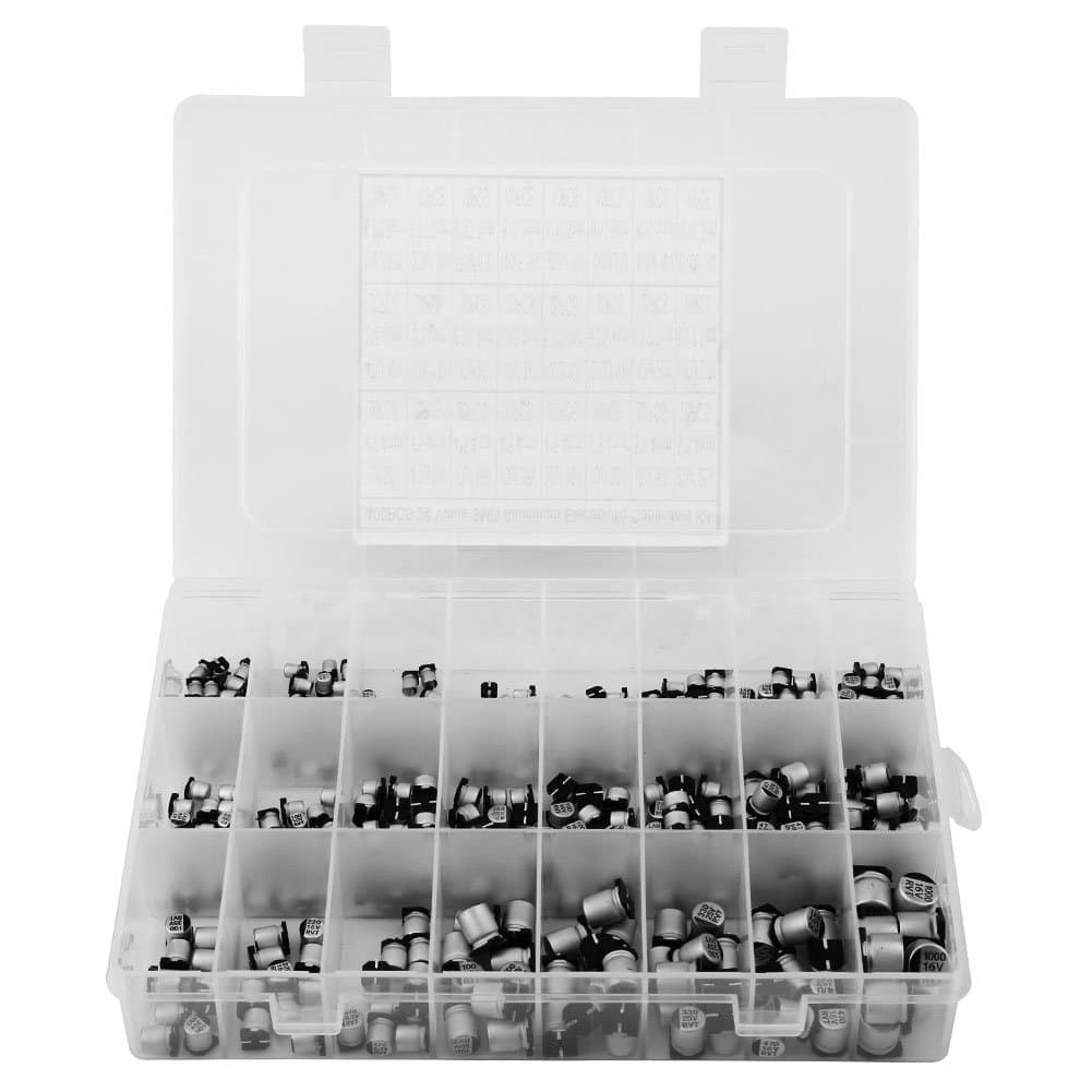 400Pcs Smd Aluminium Electrolytic Capacitor Assortment 24 Varieties 25V 35V Capacitors Kit with Storage Box