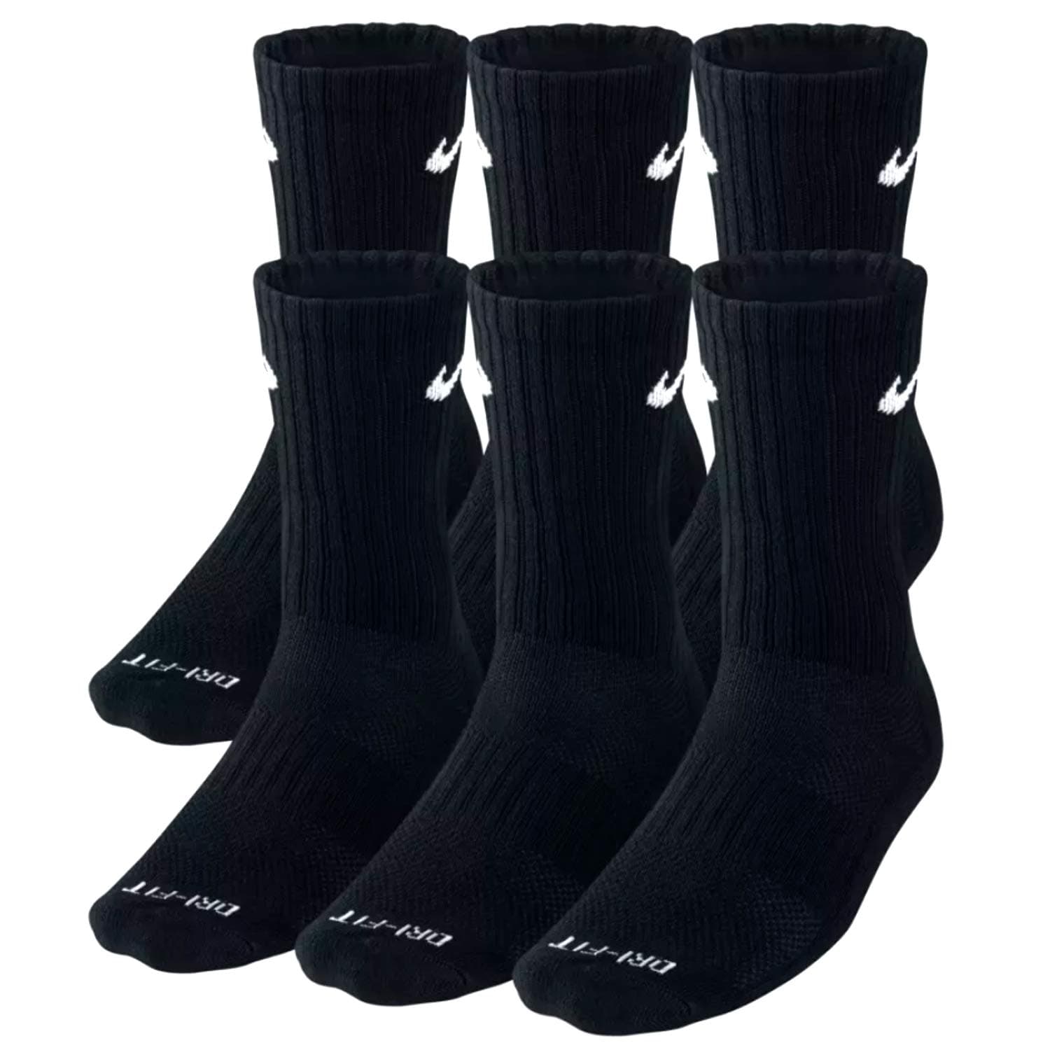 Plus Cushion Socks (6-Pair) (L (Men's 8-12 / Women's 10-13), Crew Black)