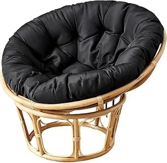 Garden Round Papasan Chair Cushion | Water Resistant Indoor Outdoor Hammock Rattan Swing Seat Pad | Comfy Tufted Patio Furniture Cushions | Hanging Egg Chair Pads