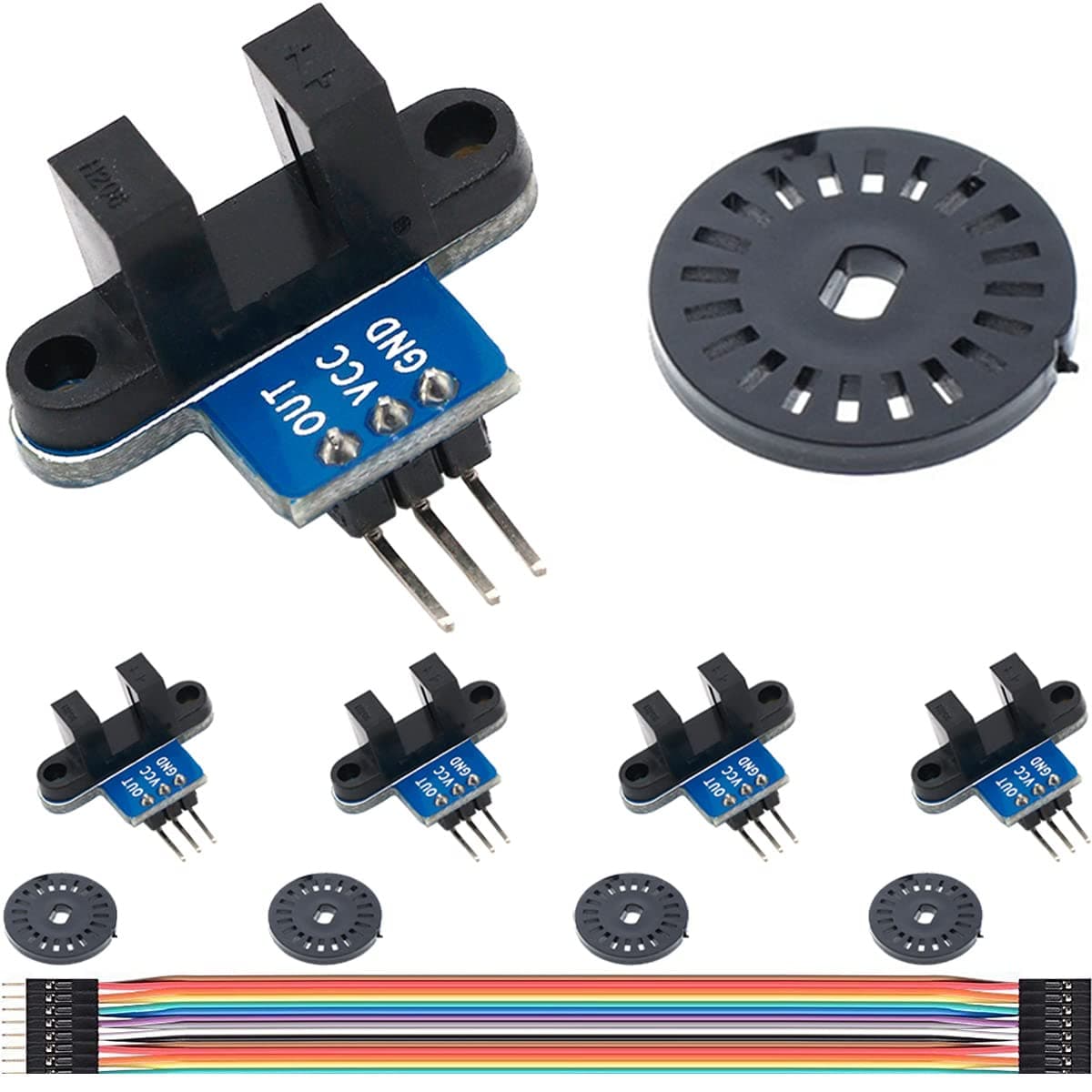 5PCS IR Infrared Slotted Optical Optocoupler Speed Measuring Sensor Module 3.3-5V for Arduino Also for Smart Robot Car Speed Measurement with Wire