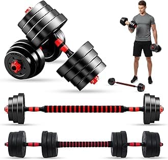 MAXSTRENGTH Adjustable Dumbbell Barbell Strength Training Weightlifting Set Home Gym Bicep Vinyl Dumbbell Pairs