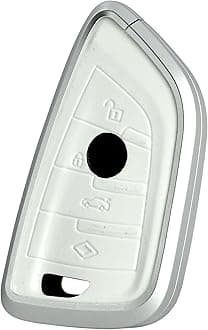 KMH Aluminium Alloy with Leather Car Key Cover Compatible for BMW Blade Smart Key