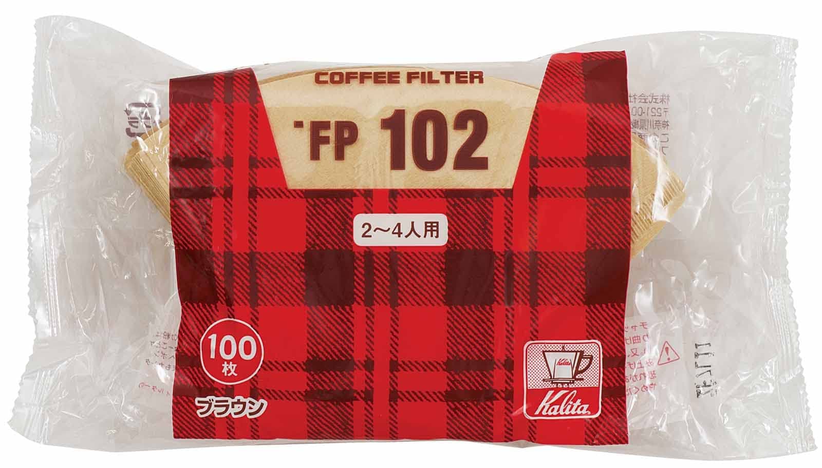 Kalita #13129 FP102 Coffee Filter, Filter Paper, For 2-4 People, 100 Sheets, Brown