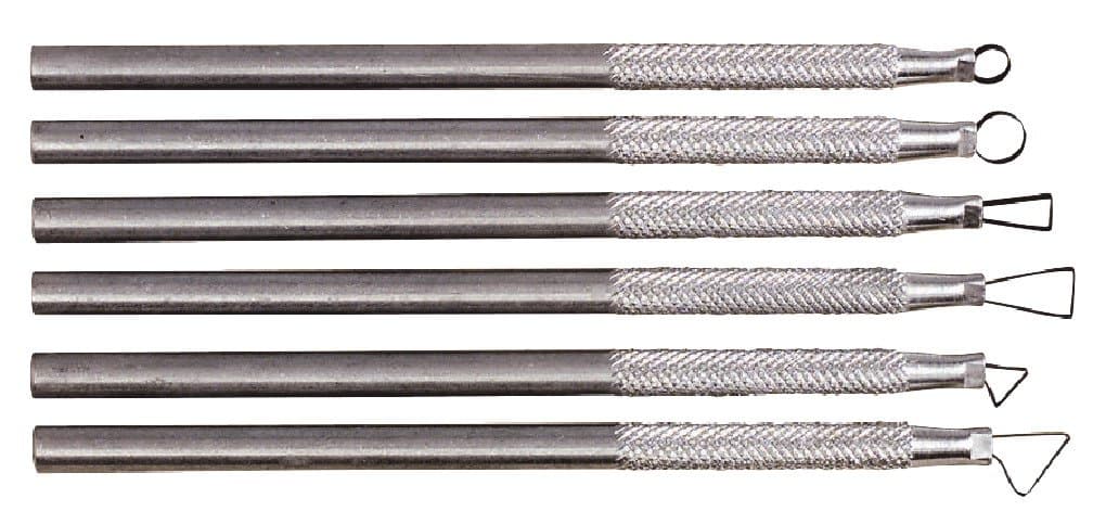Kemper Miniature Ribbon Sculpting Tool Set, 5 x 1/4 in, Aluminum Handle, Steel, Silver, Set of 6