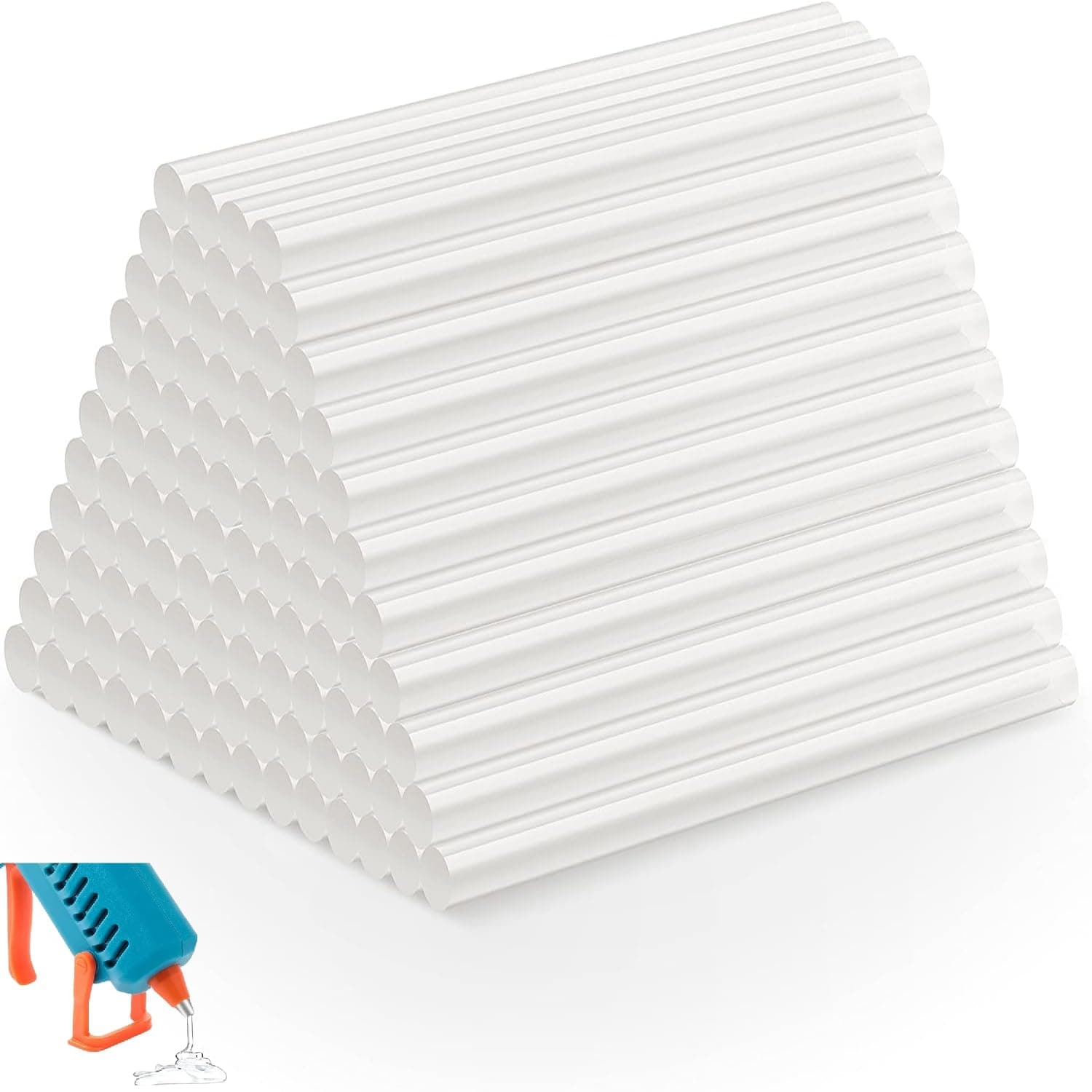TILSWALLHot Glue Sticks, 100 Pcs 0.27" x 5.9" Hot Melt Mini Glue Gun Sticks, Compatible with Most Glue Guns - Ideal for Wood, Metal, Glass, Crafts, and More