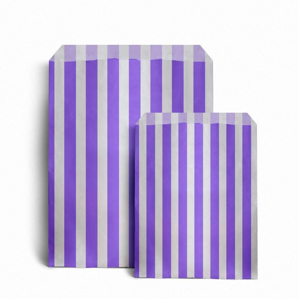 Candy Stripe Paper Bags 5" x 7" (Purple, Pack of 100)