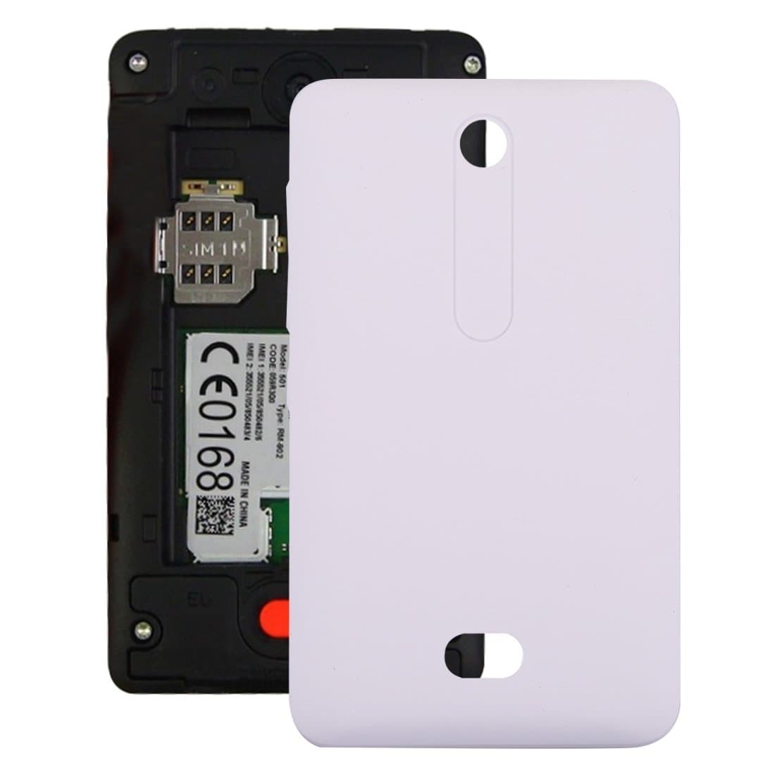 Practical Convenient Spare Parts Compatible With Nokia Asha 501 Battery Back Cover Replacement Parts (Color : White)