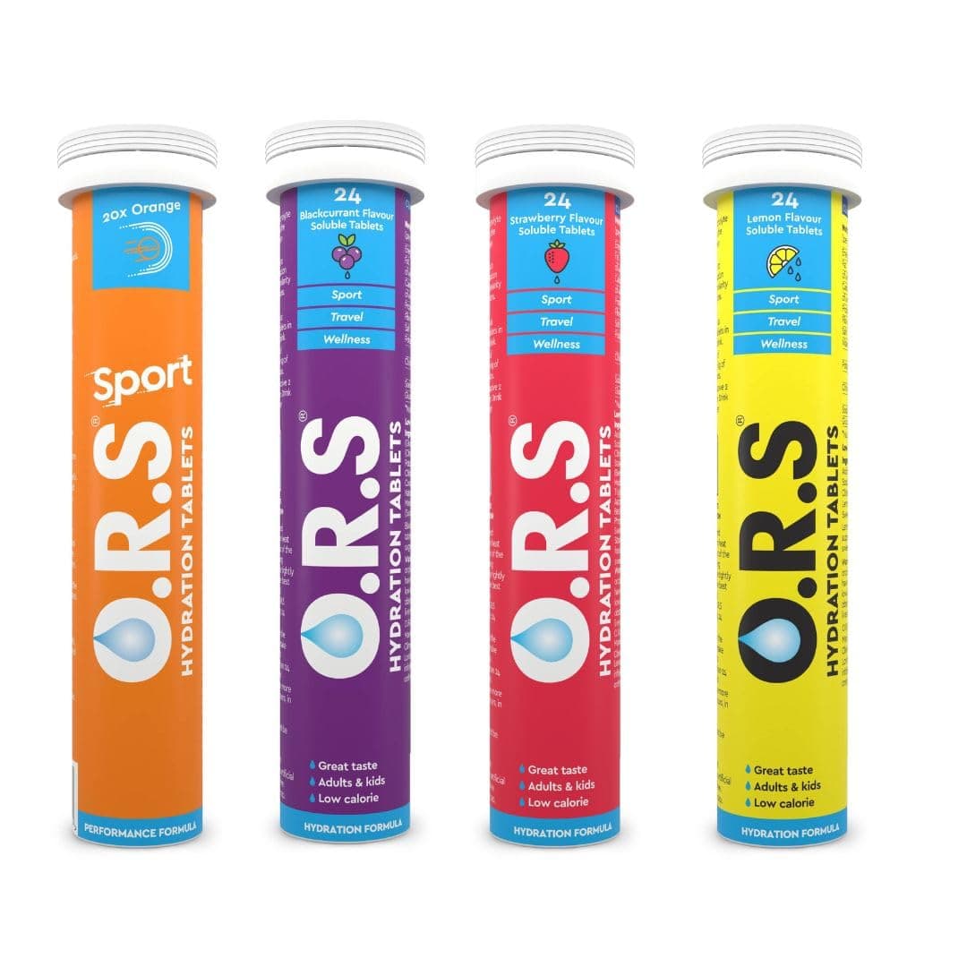– Hydration Tablets With Electrolytes, Lemon, Blackcurrant, Strawberry and Orange (Pack Of 4)