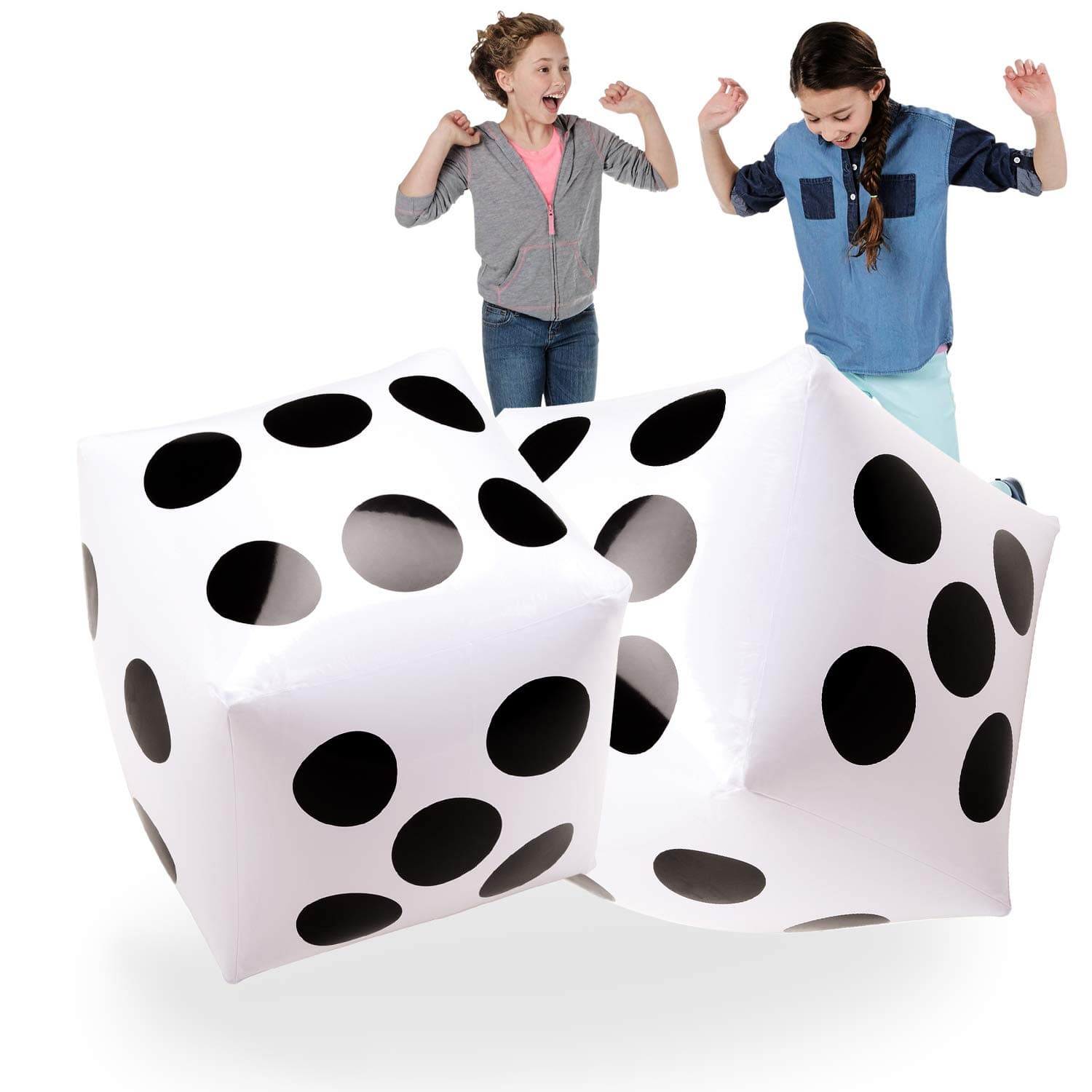 Giant Inflatable Dice 2 PCS by Novelty Place, 50cm White and Black Jumbo Dice for Indoor and Outdoor Broad Game, Ludo and Pool Party