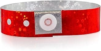 Wristco 100 Red Holographic Plastic Wristbands for Events – Extended Wear, Glowing Color Prevents Reuse – Premium-Grade Bracelets for Hospital & Medical ID, Party & VIP Identification