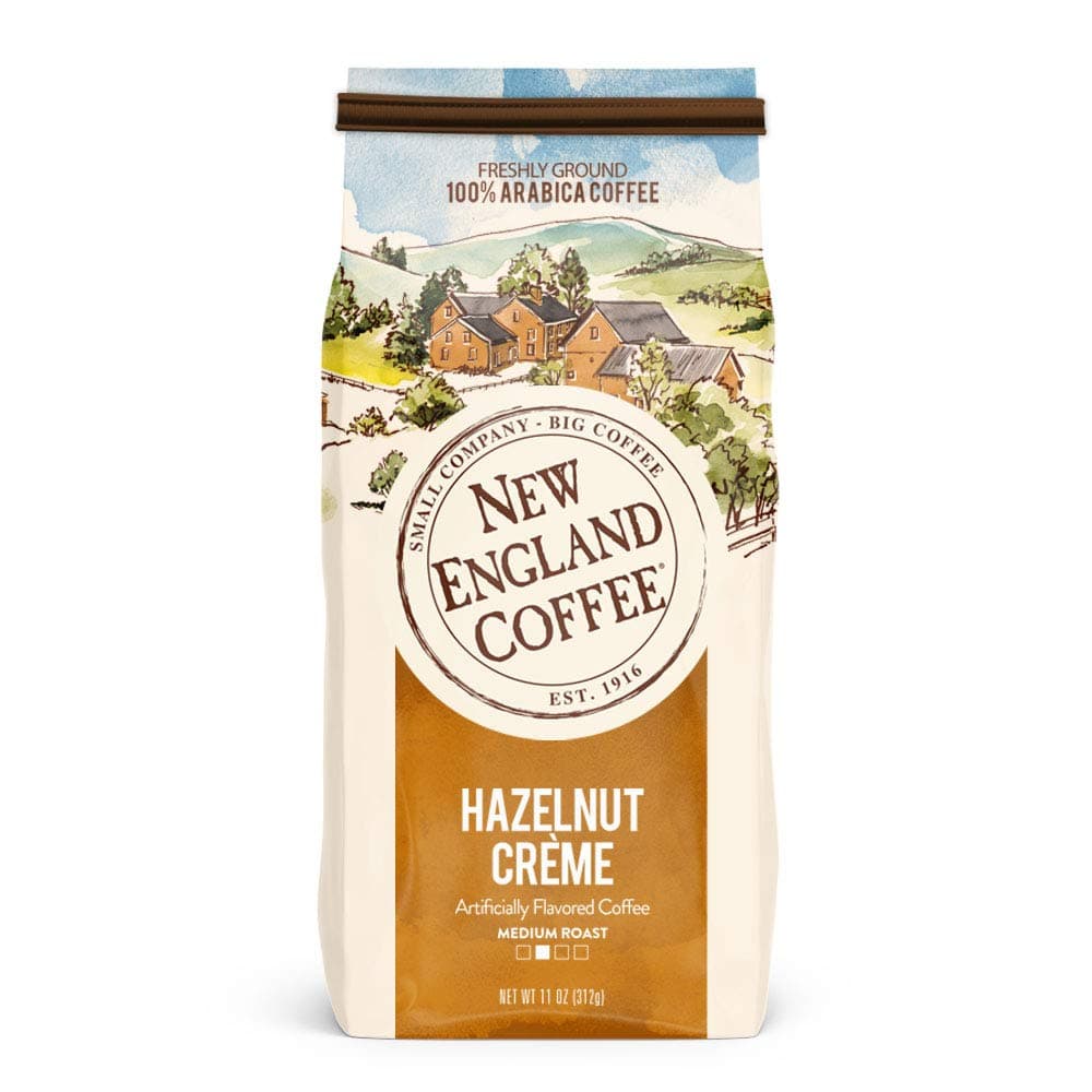 New England Coffee Hazelnut Crème Medium Roast Ground Coffee, 11oz Bag (Pack of 3)