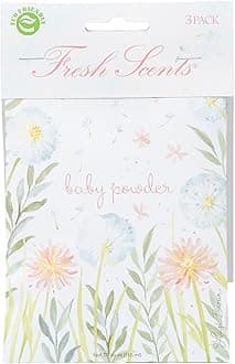 Willowbrook | Fresh Scents Scented Sachet Packet | Baby Powder | Air Freshener Bags for Drawers, Closets, Cars | 3 Pack | Long Lasting Home Fragrance