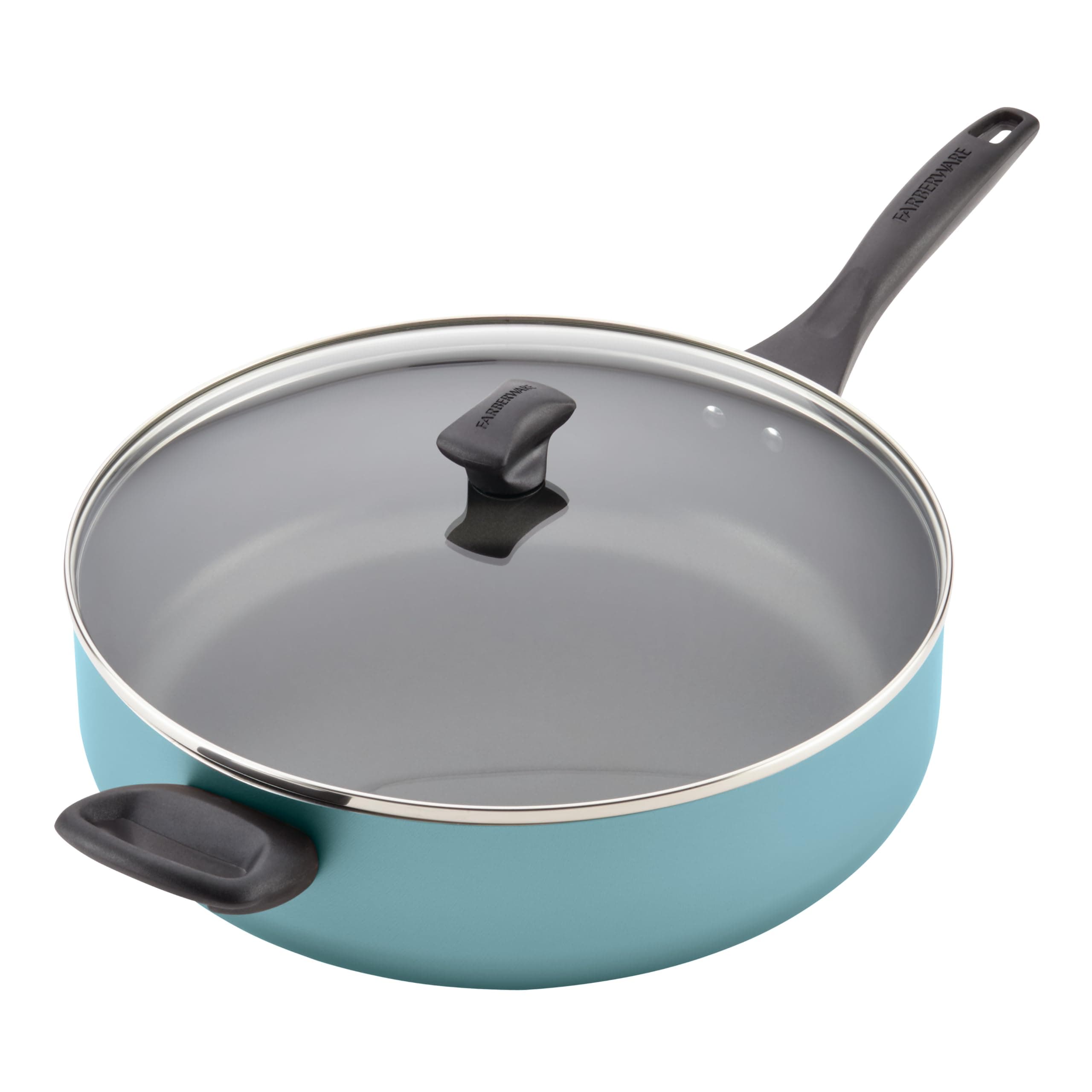 Dishwasher Safe Nonstick Jumbo Cooker/Saute Pan with Helper Handle -Aluminum, 6 Quart, Blue