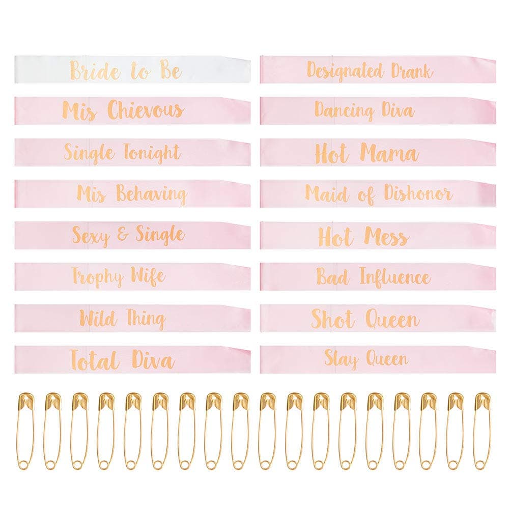 16 Pack Bride to be sash, Bridesmaid sash, Team Bride sash,Bachelorette sash Set for Bridesmaids,Maid of Honor, Bridal Shower and Hen Party Decorations, Favors,Accessories and Supplies