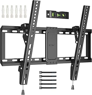 BONTEC TV Wall Mount for 37–85 Inch TVs, Tilting TV Mount Bracket for LED LCD OLED Flat Curved Screens, Low Profile 1.5in Design, Max VESA 600x400mm, Supports up to 132lbs, Fits 55 65 75 85 Inch