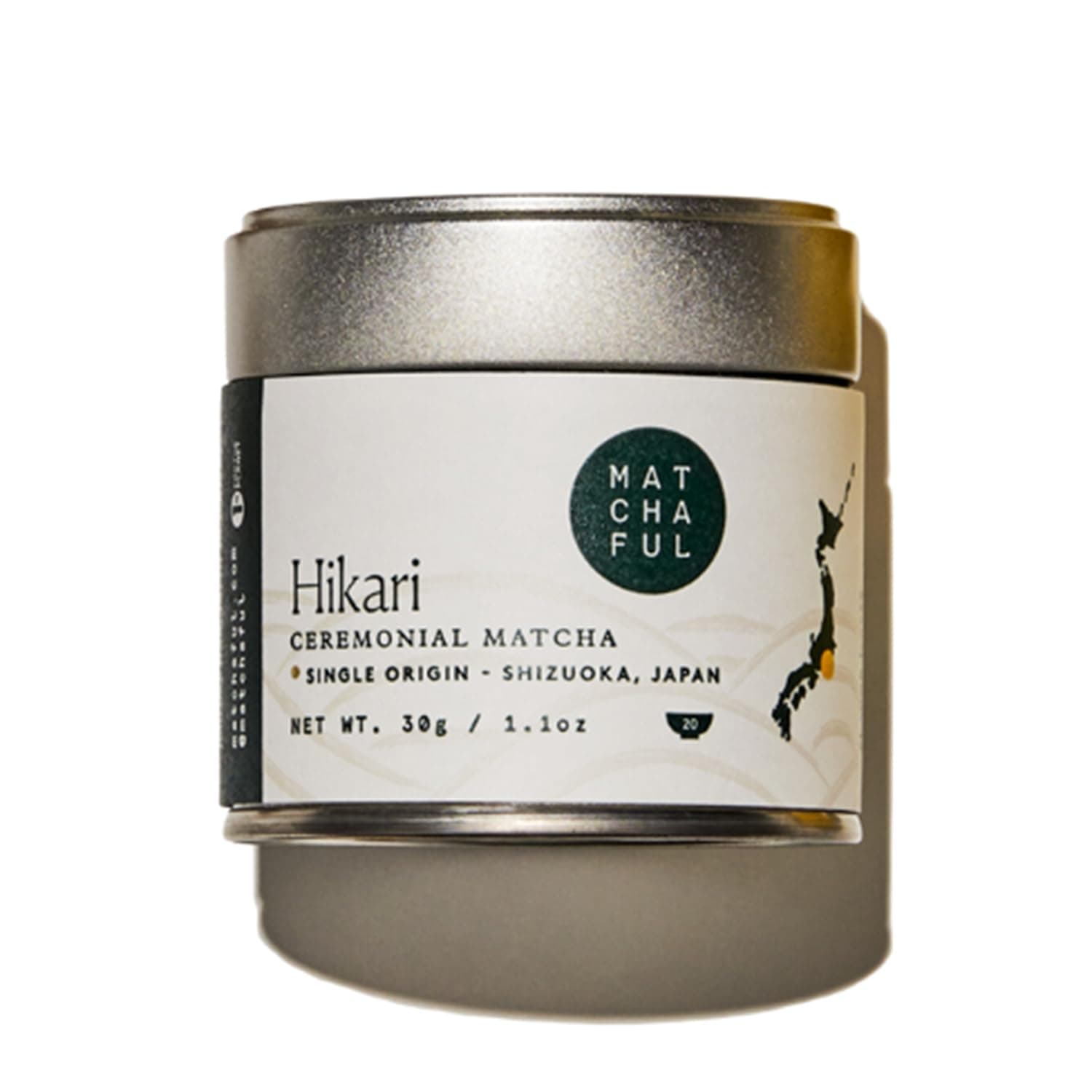 Matchaful - Hikari - Single Origin Ceremonial Matcha - Fine Green Tea Powder, Direct-Trade From Shizuoka, Japan - Smooth and Creamy with Flavor Notes of Walnut, Lemon, Butter - 30g Tin