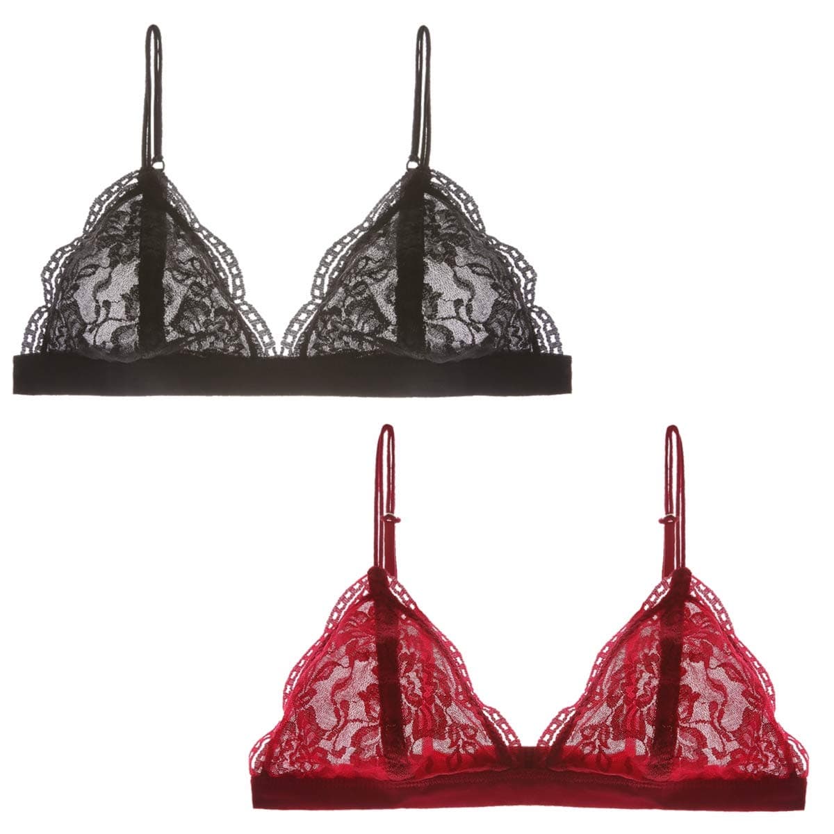 EMY Lace Bralette with Extenders Thin Adjustable Strap Unpadded Sexy Cute Triangle Bralette Lace Bra for Women