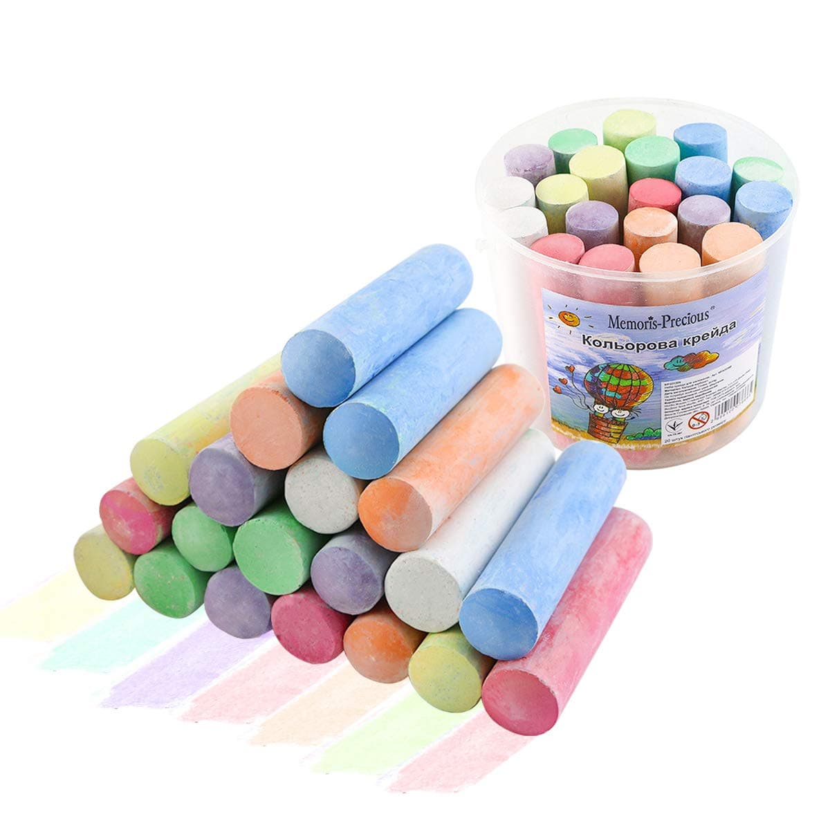 20 Pieces Colorful Chalks, Thick Washable Sidewalk Chalk, Tapered Conical Colorful Chalks, Multi-Color Street Chalks