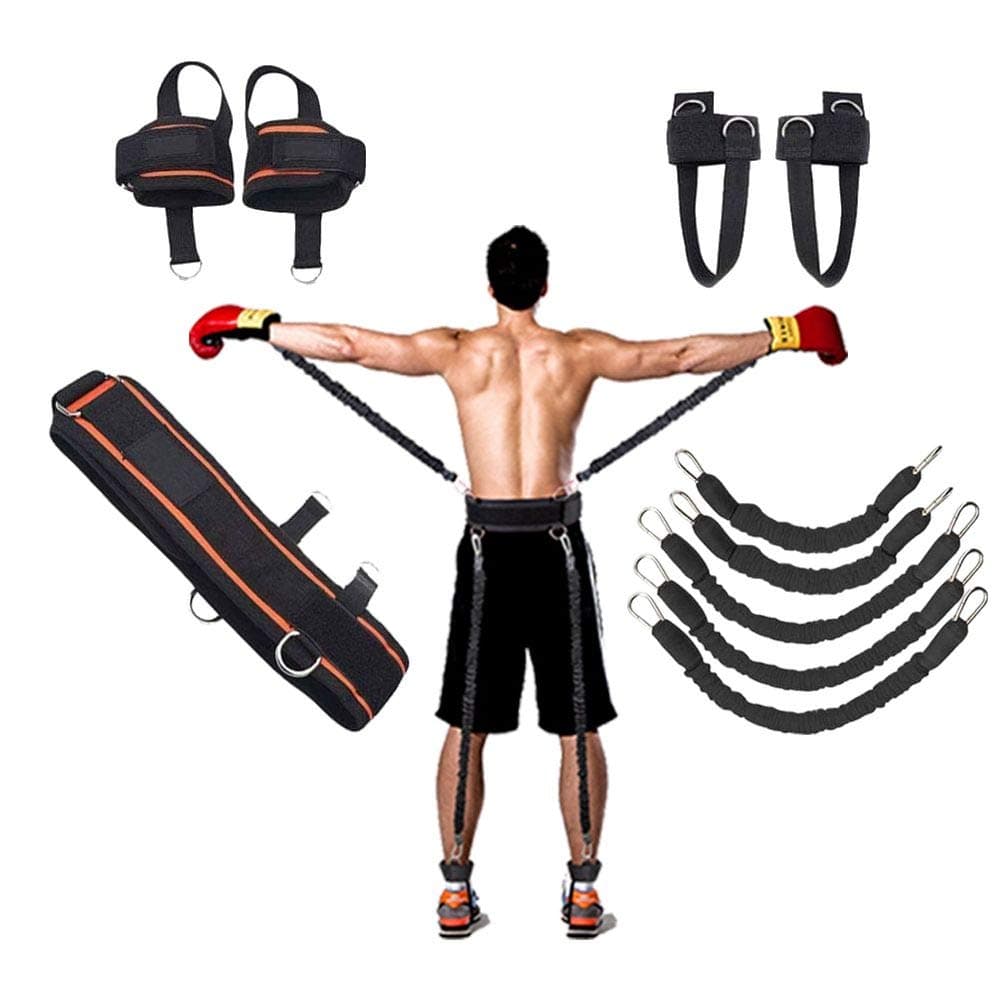 Boxing Training Resistance Band Set Leg Strength and Agility Training Strap System for Boxing,MMA,Muay Thai,Karate Combat, Basketball,Football Build Speed and Strength for Hitting