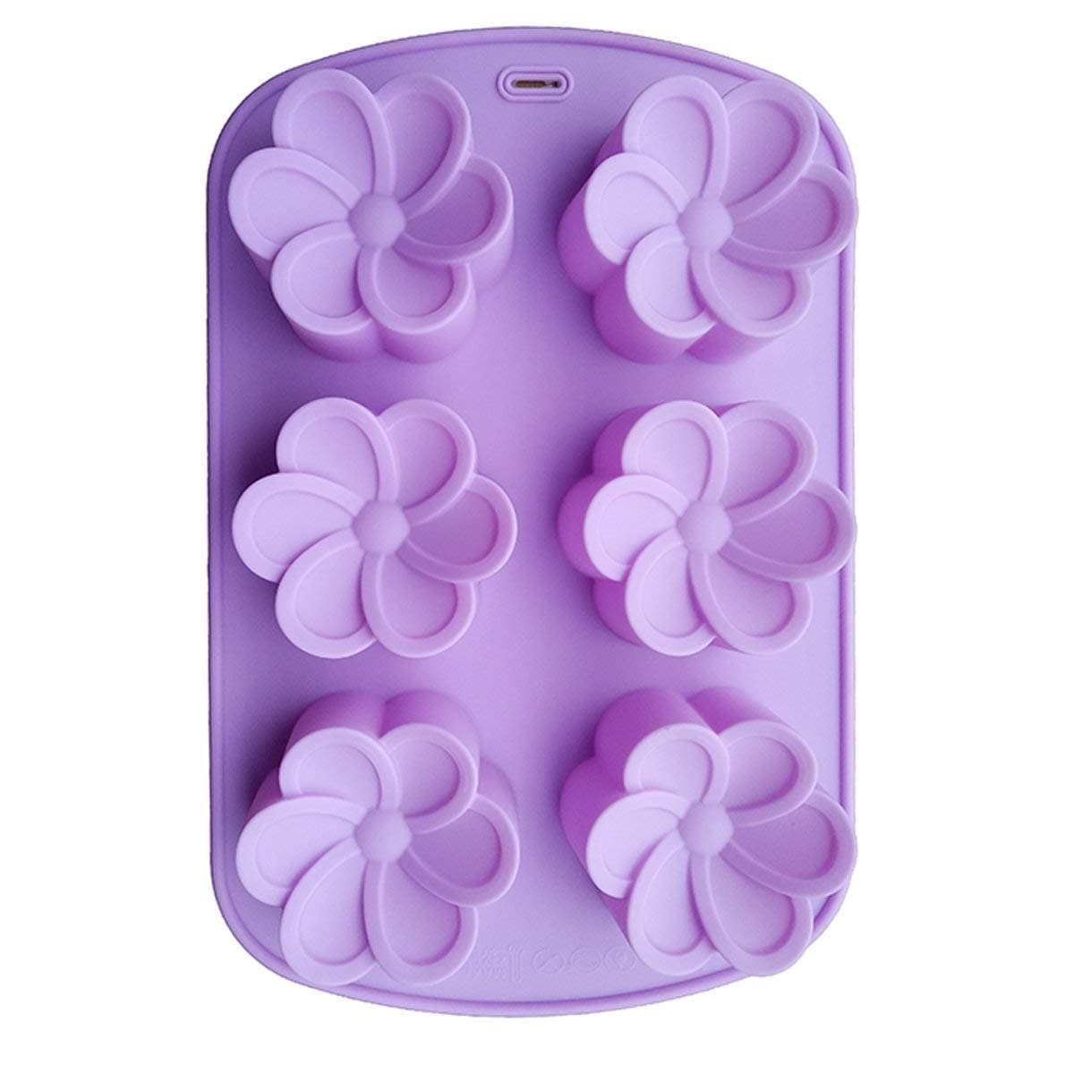 VAURUM 6 Cavity 6 Petal Flower Shape Cute Soap Making and Cake Baking Silicone Mould APX 60gms