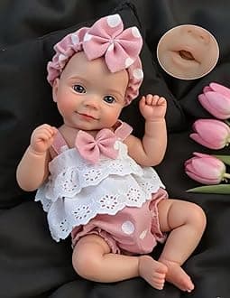 26cm Can Open Mouth Lifelike Silicone Baby Dolls Realistic Full Body Silicone Reborn Baby Dolls Eyes Open that Look Real Babies