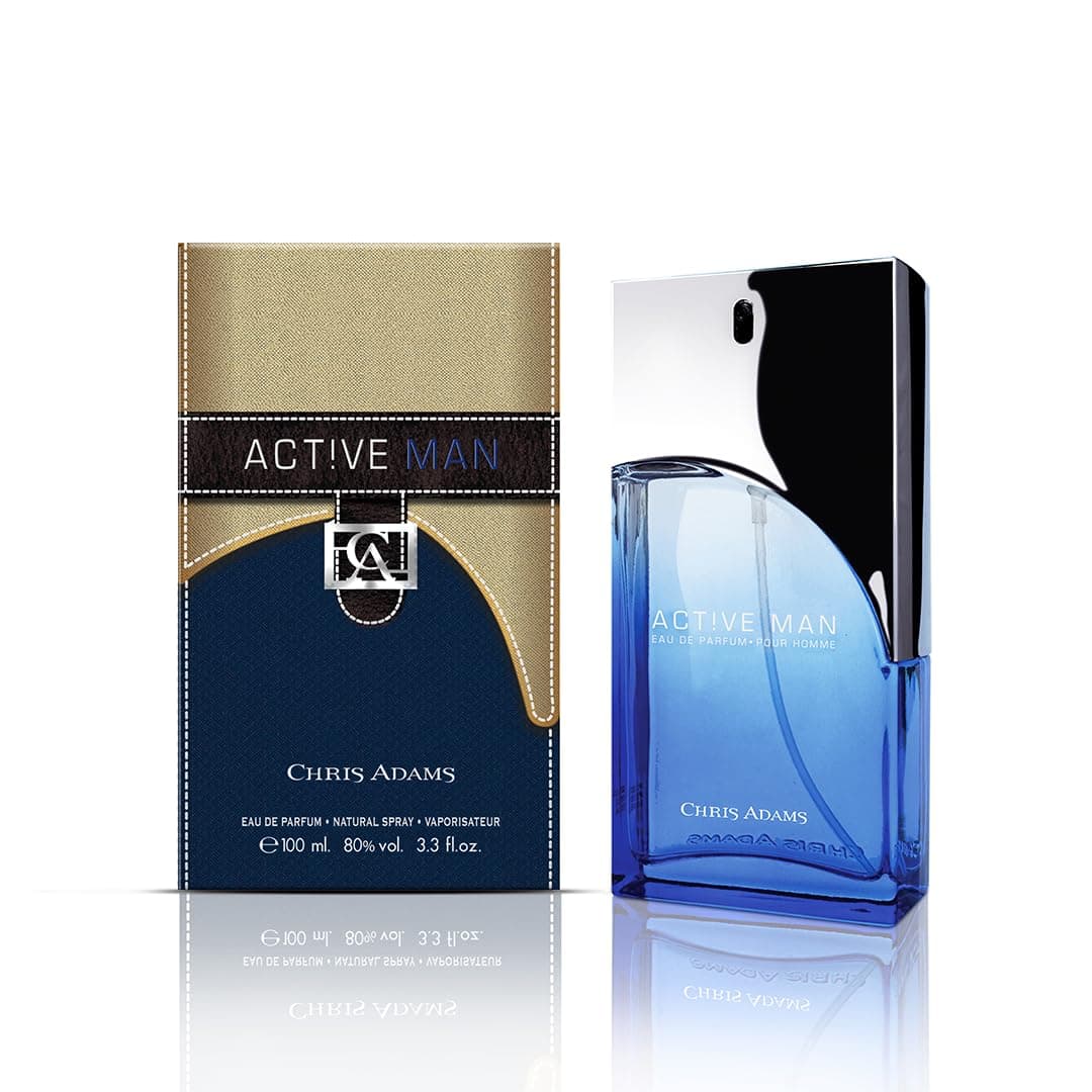 Chris Adams Eau De Parfum - Active Man 100ml | Aromatic Floral Woody Scent | Premium Long Lasting Fragrance Spray | Daily Use Perfume For Men | Ideal Gift For Men | Made in U.A.E