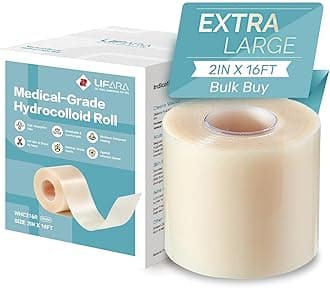 LIFARA Hydrocolloid Roll for Wound Care - Cut-to-Size, Hydrocolloid Patch Bandages with Self-Adhesive, Ultra Absorbent & Waterproof, First Aid Kit Essential (11.8mil/ 0.3mm Thickness, 2in*16ft)