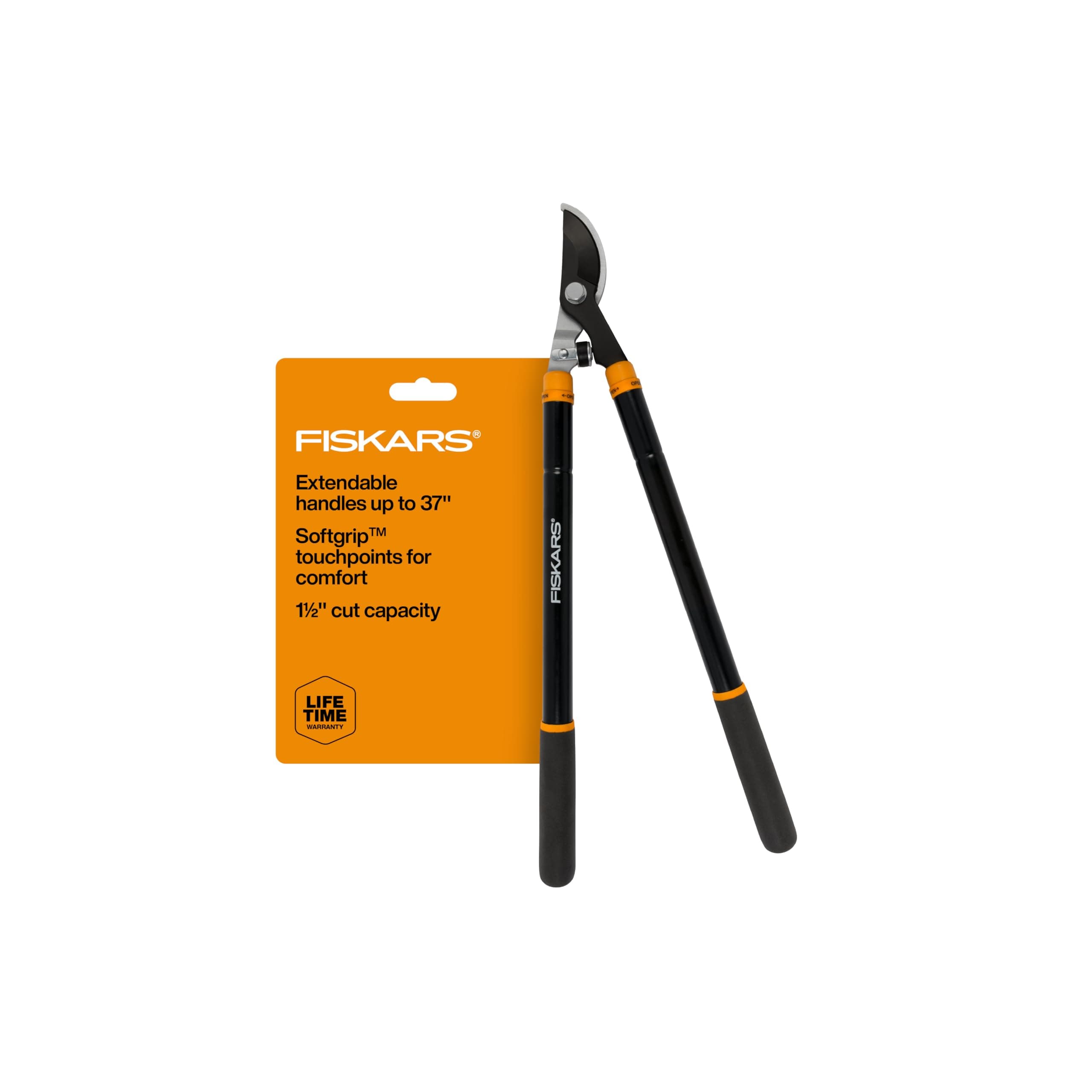 Fiskars Loppers for Tree Trimming, Heavy Duty, with Extendable Handle (24.5"-37" Range), Sharp Bypass Steel Blade Tree Branch Cutter up to 1.5-Inch Diameter Cut Capacity