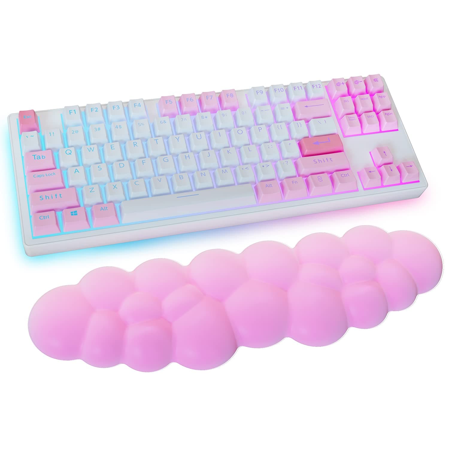 Sushret Cloud Wrist Rest Keyboard, Pink Cloud Palm Rest with PU Leather Memory Foam Cute Keyboard Rest for Wrist Support and Arm Rest, Desk Cloud Wrist Pad for PC Gaming/Hand Cushion/Computer/Office
