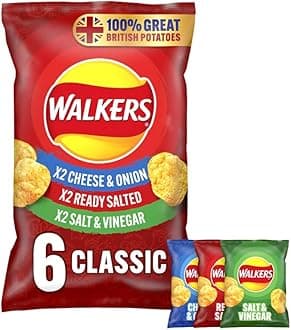 Chips Crisps Bags Collections - Deliciously light & Crispy Chips Bags (2 Packs, Walkers Variety Pack 6 x 25g)