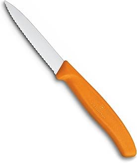 Swiss Made, Stainless Steel Swiss Classic Paring Knife, 8 cm, Wavy Edge with Pointed Tip, Professional and Household Use, Kitchen Tools & Items, Orange, 6.7636.L119