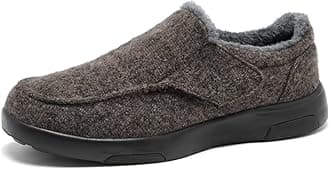 OrthoComfoot Men's Orthopedic Slippers Walking Shoes with Arch Support: Slip On Loafers for Plantar Fasciitis, Casual Flat Feet Hook and Loop Mule Clogs for Foot and Heel Pain Relief