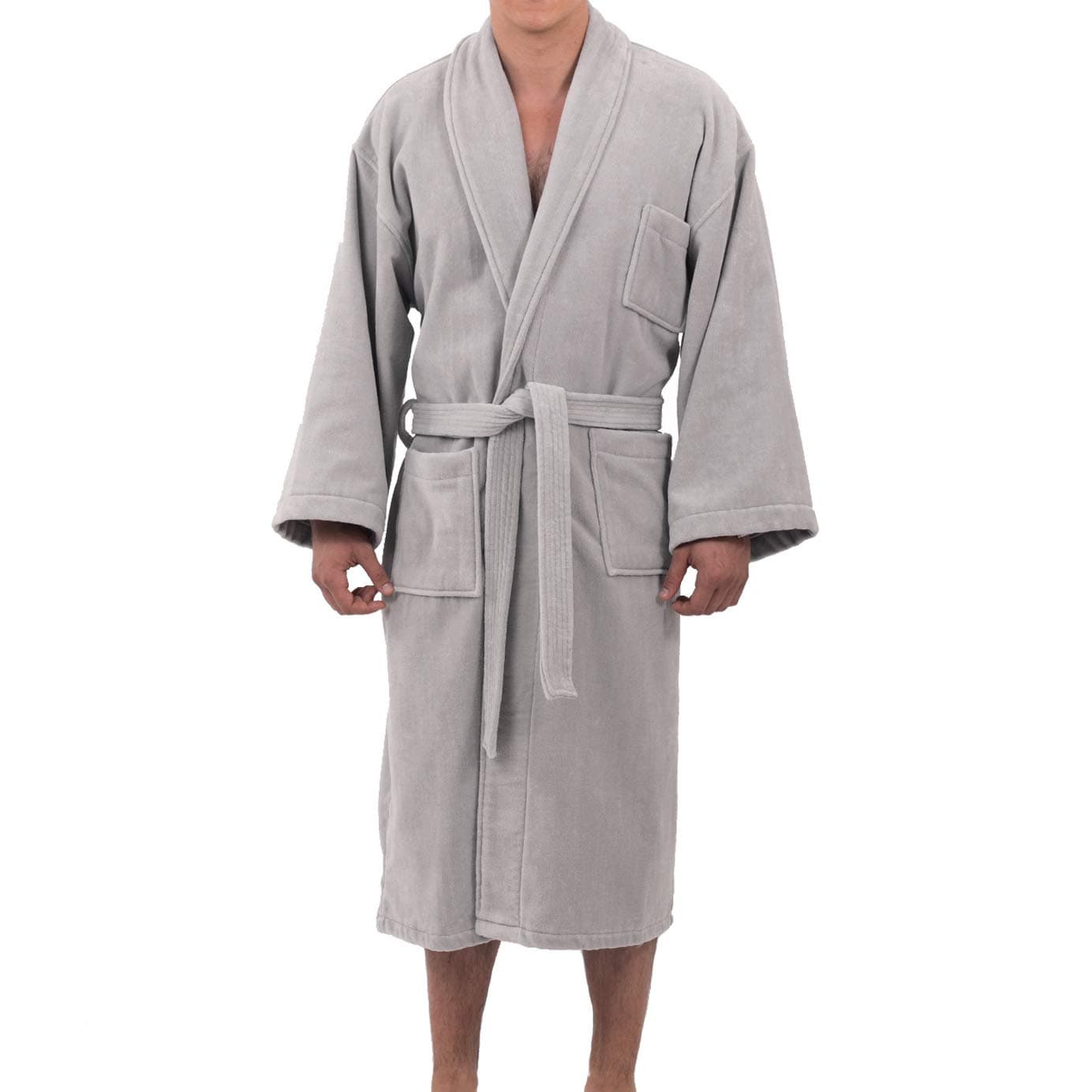 Pure Cotton Mens Terry Cloth Bathrobe Super Absorbent Spa Robe