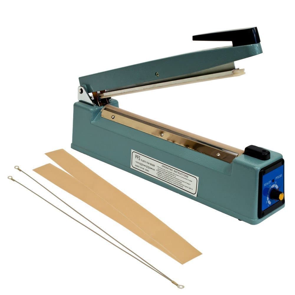12" inch (300mm) Impulse Sealer (5mm Seal Width) – Cellophane Bag Sealer with extra Heating Element and Teflon Sheet