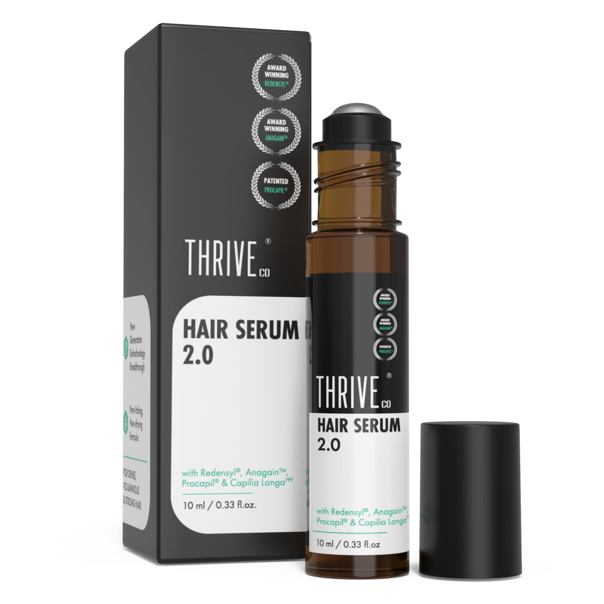 ThriveCo Hair Growth Serum 2.0 Roll On, 10ml | Advanced Clinically Proven Scalp Treatment for Hair Fall Control | Redensyl, Anagain, Regendil®, Rosemary Oil | Lightweight, Non-Sticky | Men & Women