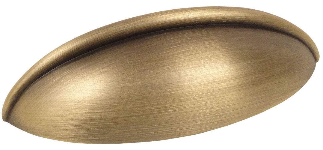 10 Pack - Cosmas 1399BAB Brushed Antique Brass Cabinet Hardware Bin Cup Drawer Handle Pull - 2-1/2" Inch (64mm) Hole Centers