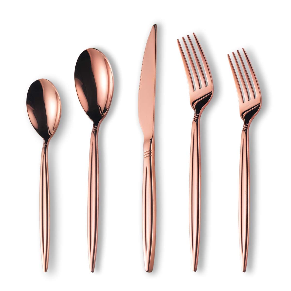 Berglander Titanium Gold Plating Flatware Set 20 Pieces, Stainless Steel Golden Flatware Set, Gold Silverware Set Service For 4 Rose Gold BL386R20