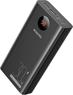 ROMOSSPower Bank, 30,000mAh Portable Charger with 30W USB-C Fast Charging for ipad, External Battery Pack with 3 Outputs& 3 Inputs for iPhone15/14/13/12, Sumsung and More