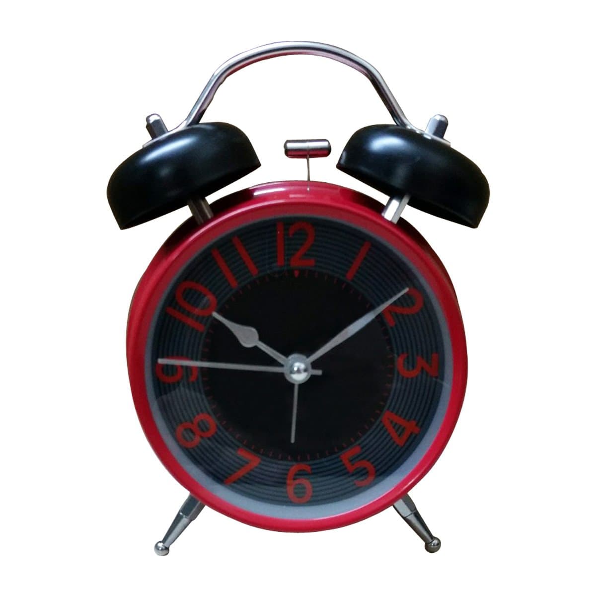 Gifts Byte Big Size Quartz Twin Bell Alarm Clock with LED Light - Red & Black