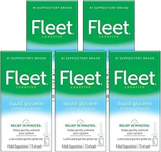 Fleet Liquid Glycerin Suppositories, 4 Bottles x 7.5 mL (Pack of 5)