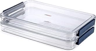 BTSKY 2 Pack Clear Plastic Stackable Storage Box File Protector Case Organizer Portable Project Case Document Holder for 8.5 x 11 Letter A4 File Paper, Plastic Storage Box Office Documents Holder(Small, Blue)