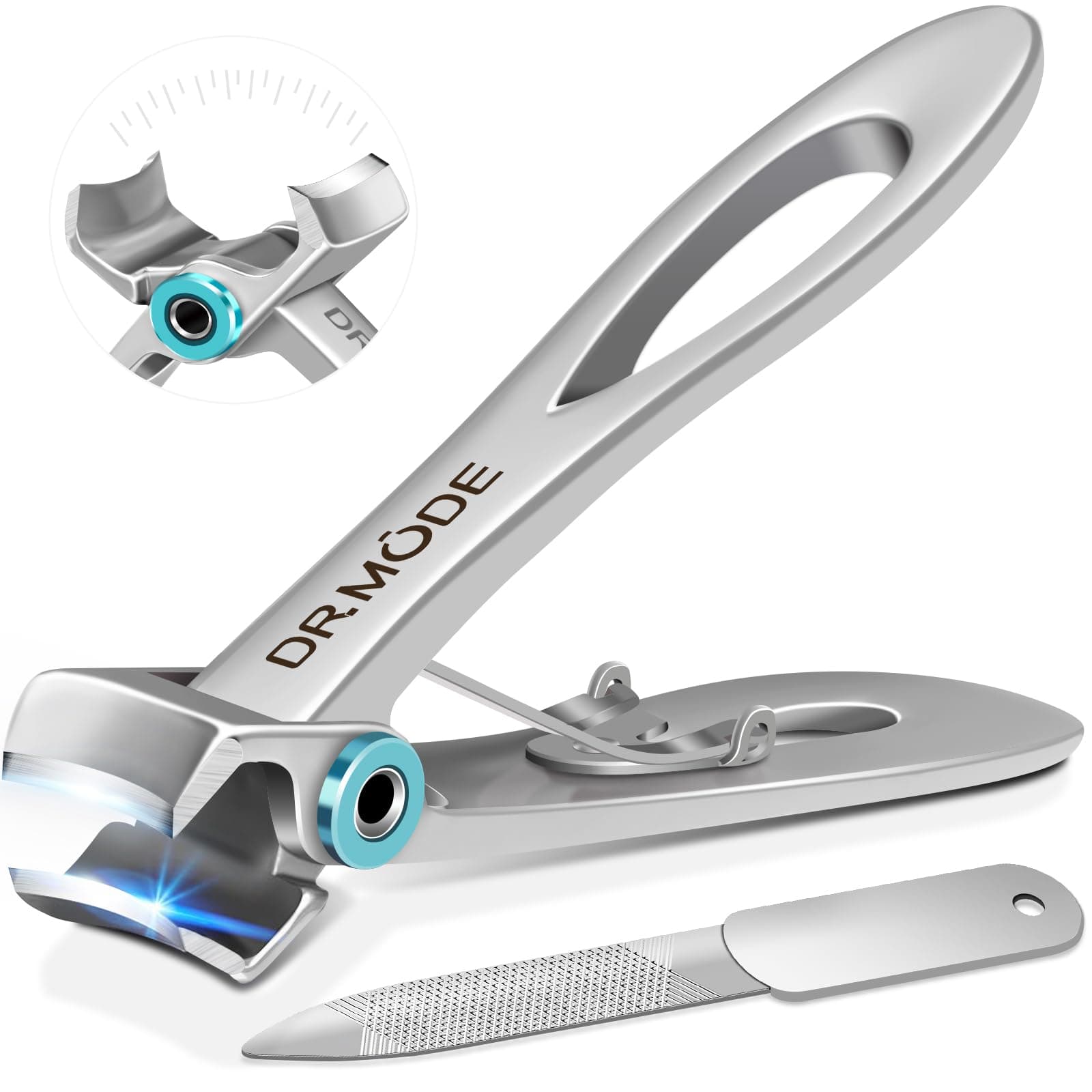 Nail Clippers For Thick Nails - Wide Jaw Opening Stainless Steel Fingernail and Toenail Clippers with Fingernail File