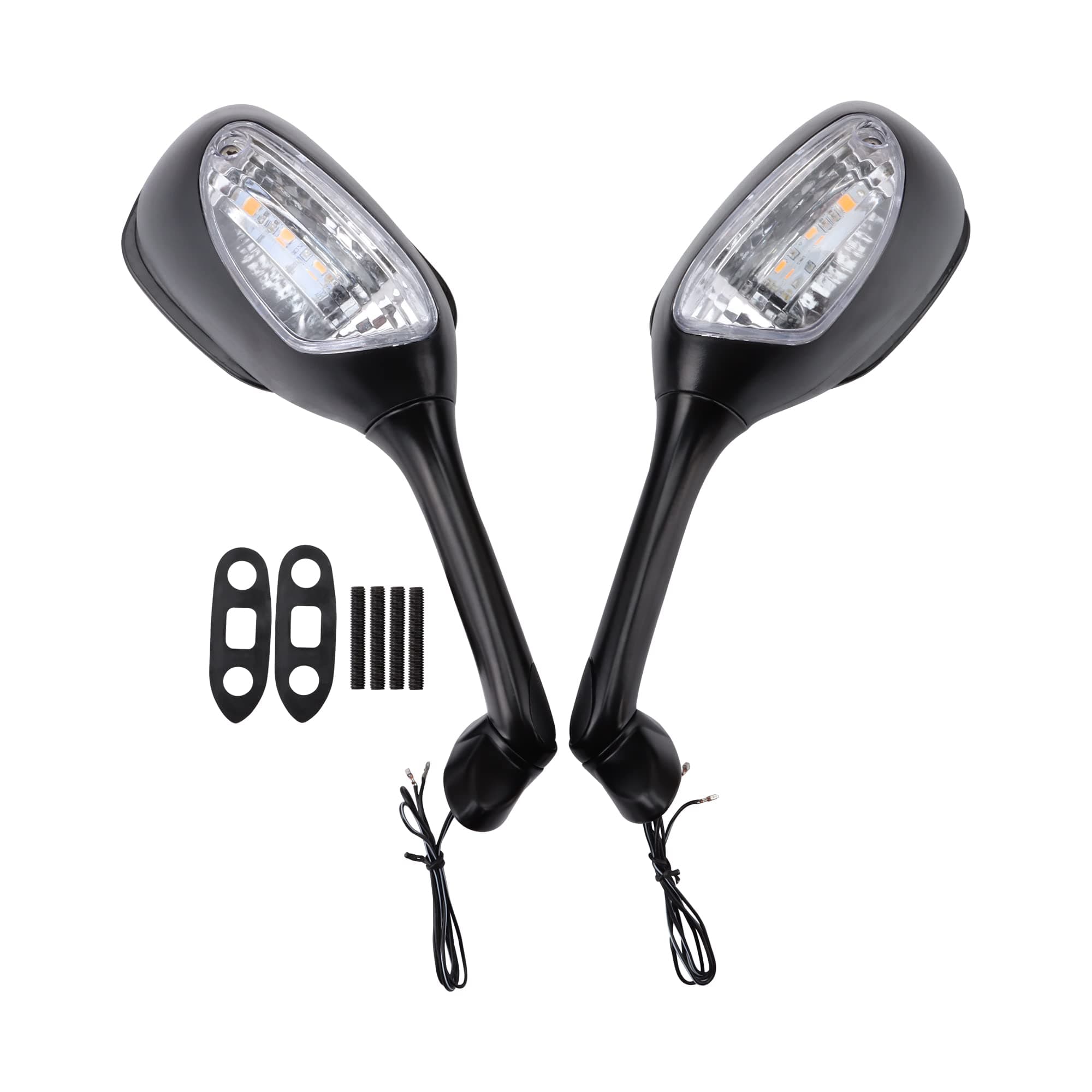 GOOFIT Universal Sideview Mirror Rearview Mirror with LED Turn Signal black 1Pair Replacement for Suzuki GSXR1000 2005-2008 Suzuki GSXR600/750 2006-2012