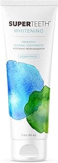 SuperTeeth Whitening Nano Hydroxyapatite Toothpaste, Remineralizing Fluoride-Free Toothpaste with Xylitol, Freshens Breath, Fights Cavities & Removes Plaque, Adults & Kids, Mint Flavored
